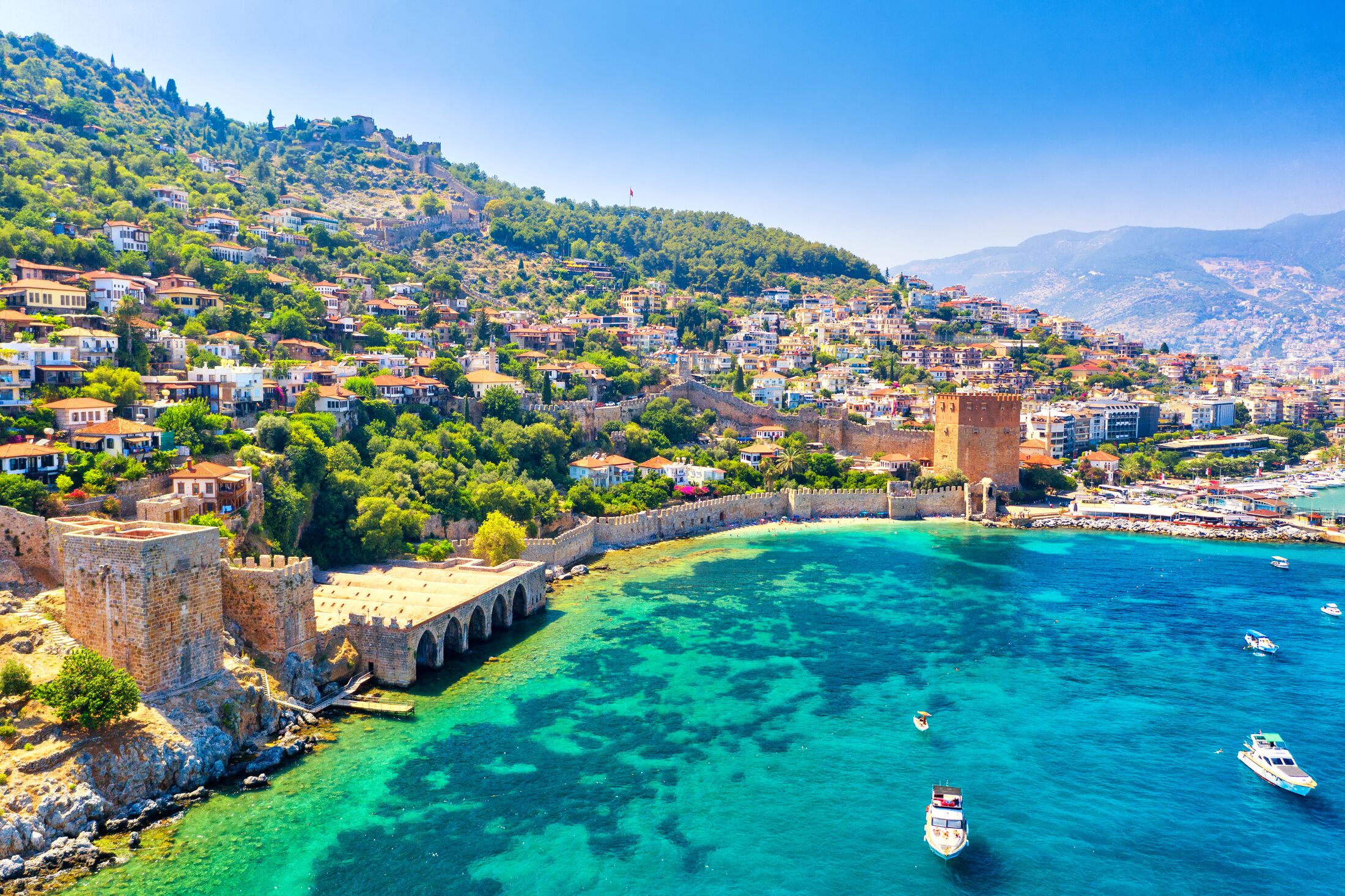 Kizil Kule Red tower and fortress in Alanya, Turkey, Asia