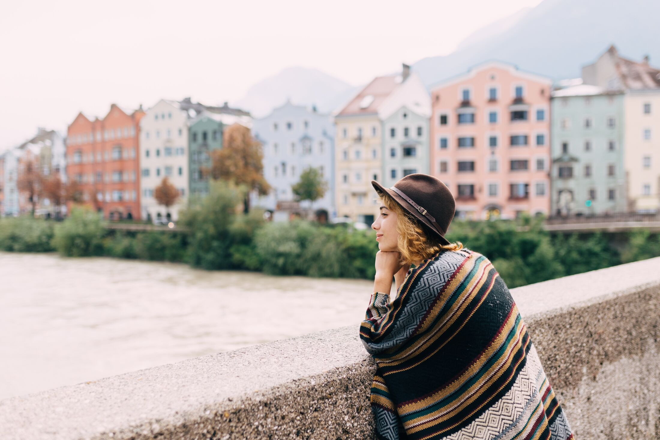 Young woman resting in Innsbruck.